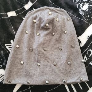 Grey Studded Beanie